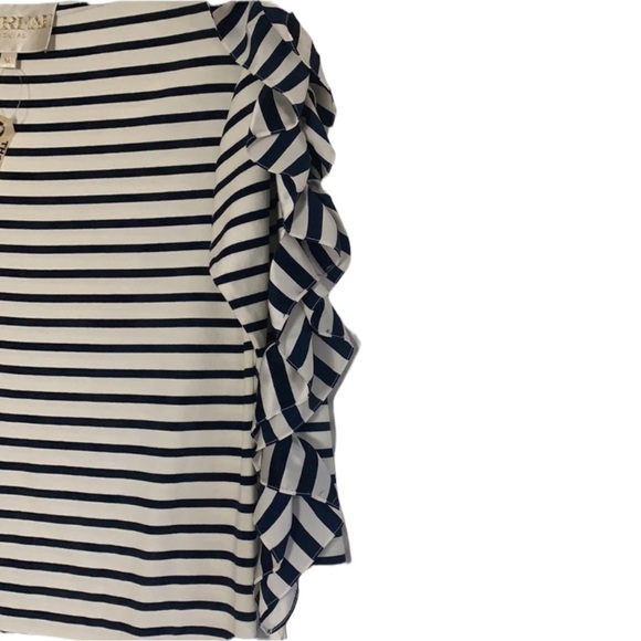 - NWT Thread Social Contrast Navy, Ivory, Black Stripe Dress Ruffles - Picture 3 of 6